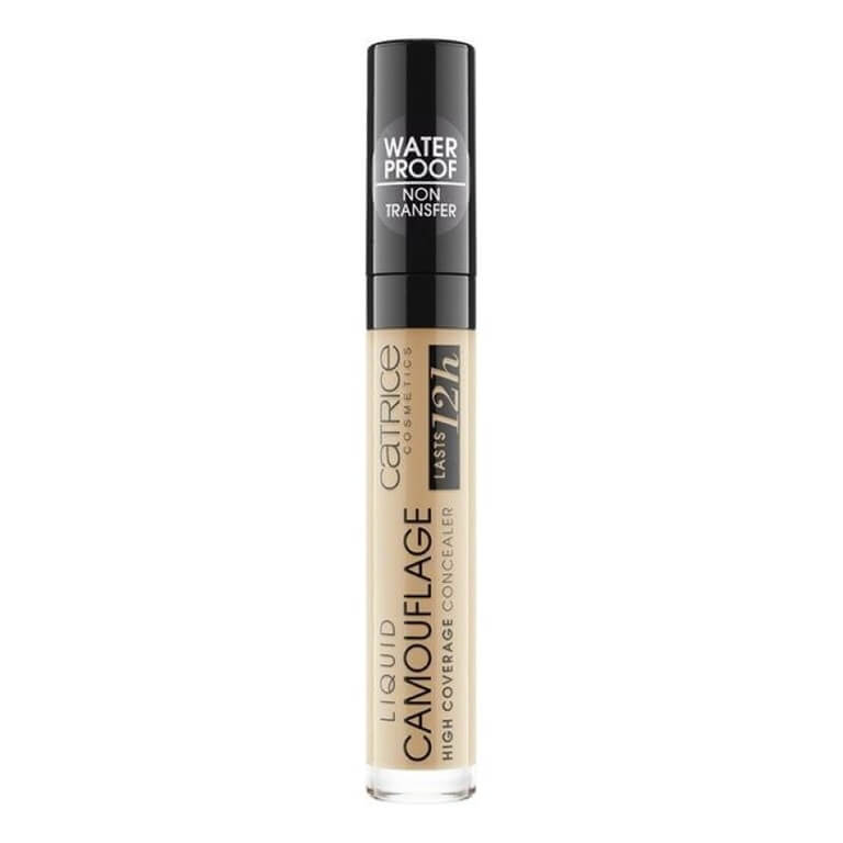 A bottle of Catrice - Liquid Camouflage High Coverage Concealer 048 with a light beige color.