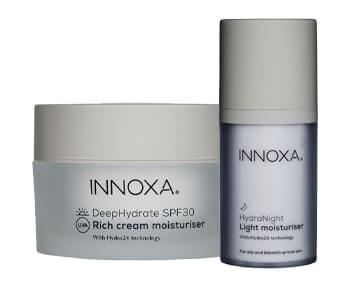 Innoxa hydrating serum and rich cream from Innoxa products.