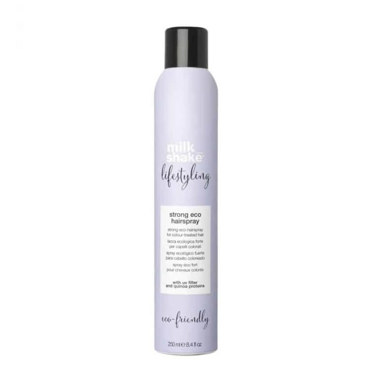 A bottle of Milkshake - Strong Eco Hair Spray 250ml on a white background.