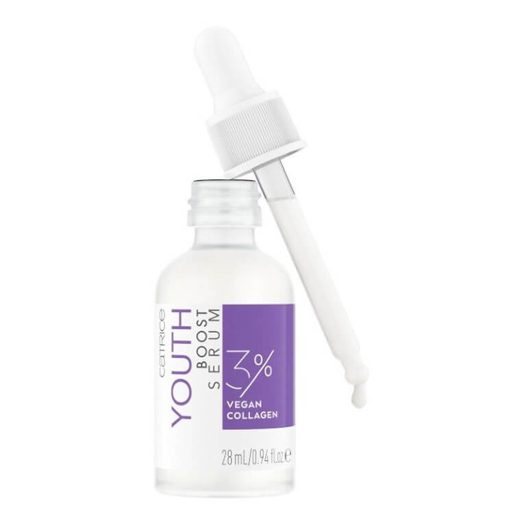 A bottle of Catrice - Youth Boost Serum on a white background.