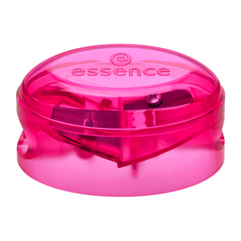 A pink container with the word Essence - Duo Sharpener on it.