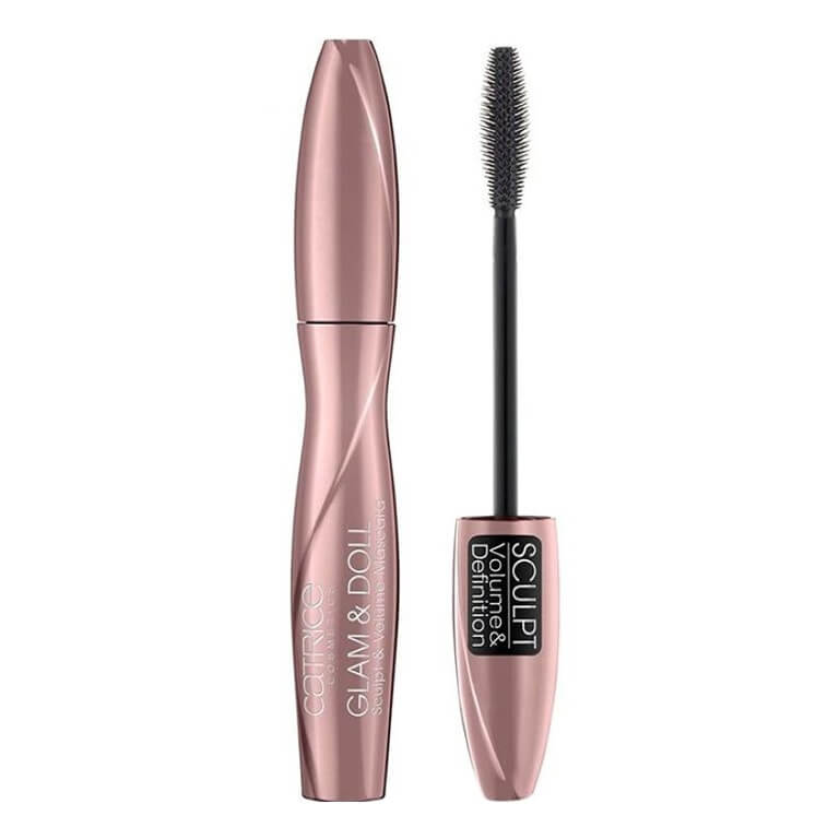 A Catrice Glam & Doll Sculpt & Volume Mascara 010 with a black brush and black formula.