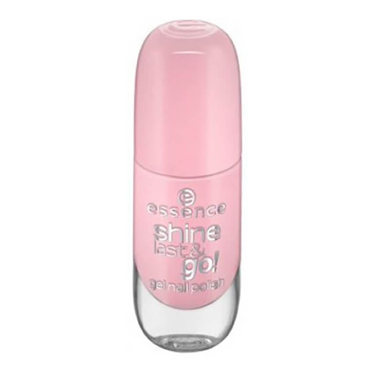 Essie nail polish in pink with a white background, Essence - Shine Last & Go! Gel Nail Polish 04.