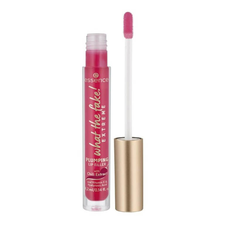Essie lipgloss in pink from Essence - What The Fake! Extreme Plumping Lip Filler.
