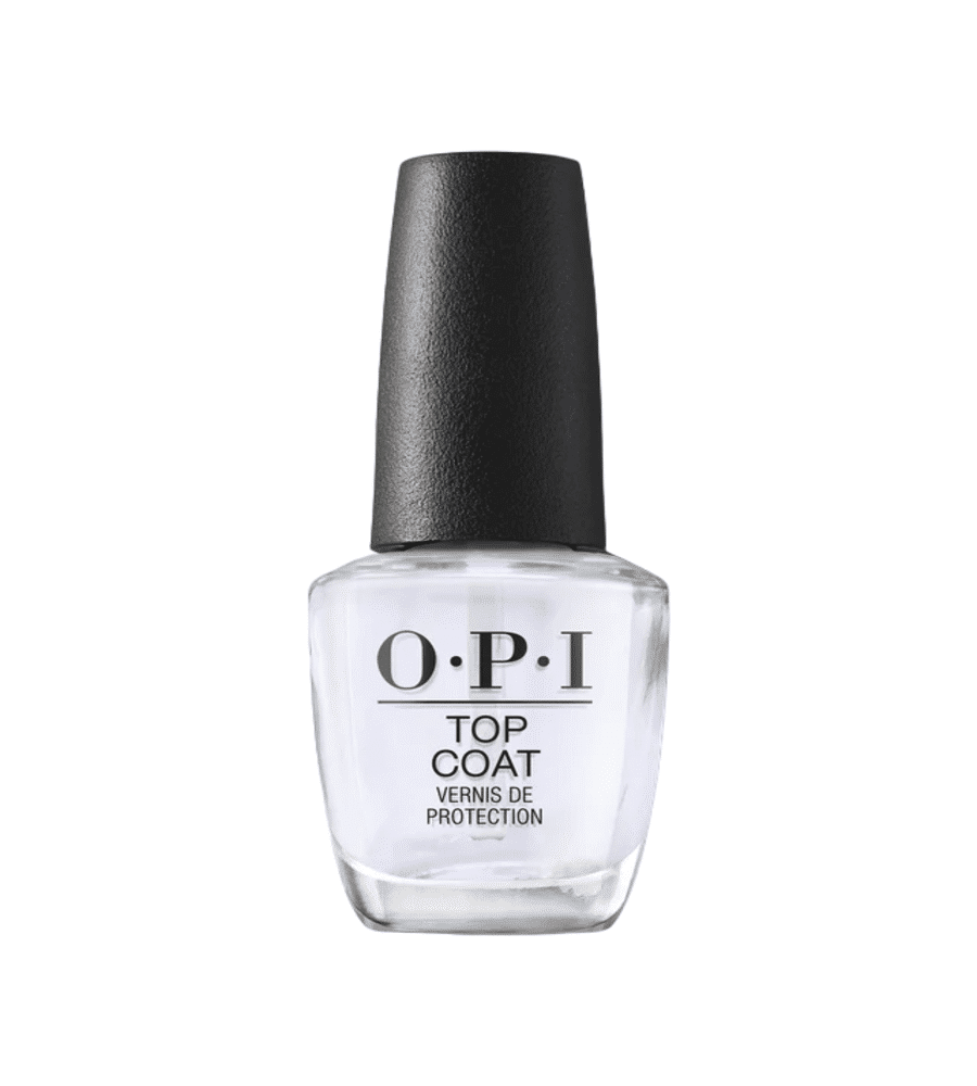 White OPI NL Top Coat 15ml nail polish in a 15ml bottle.