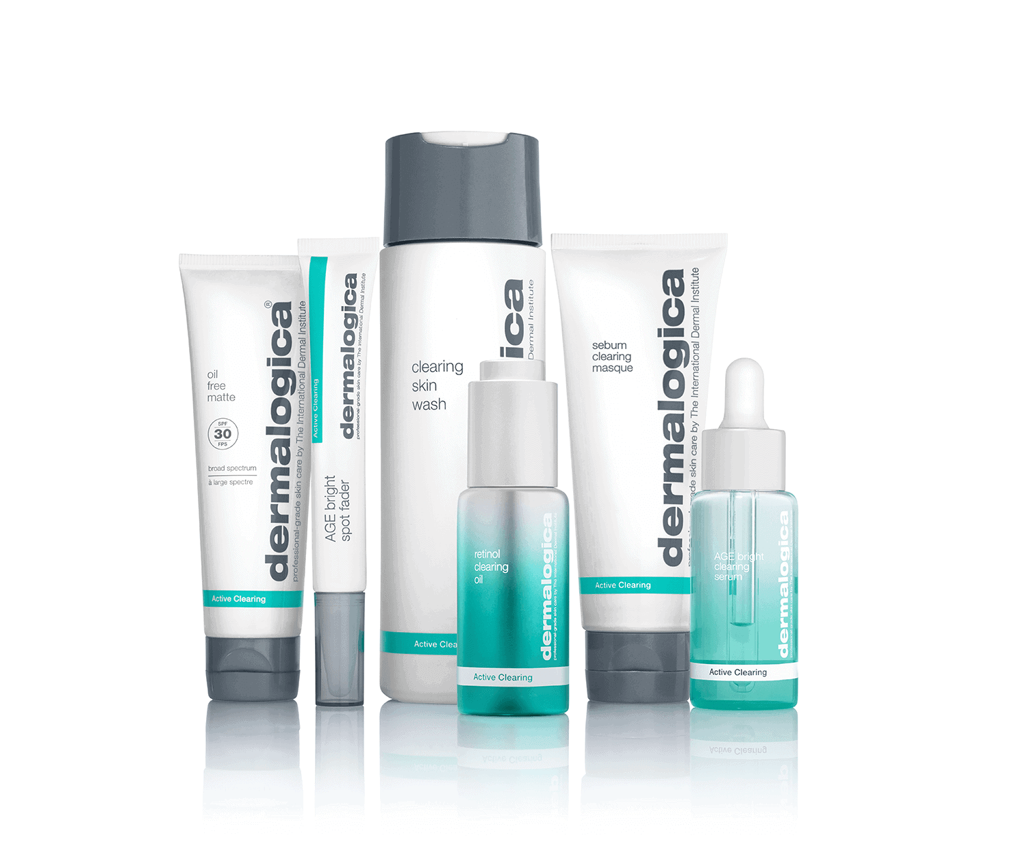 Dermalogica skin care products on a white background.
