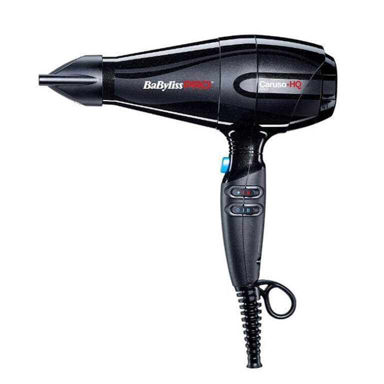 A BaBylissPro - Dryer Caruso B/PRO 2400W Ionic hair dryer in black on a plain white background.