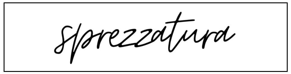 A black and white image of the word spazzatura.