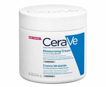 Cerave moisturizing cream on a white background.