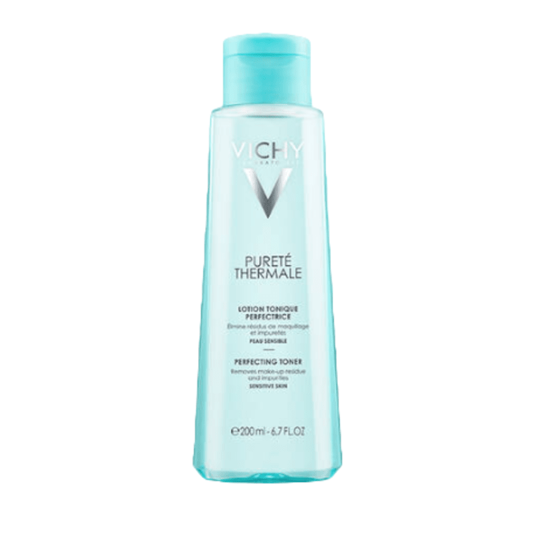 A bottle of Vichy - Purete Thermale Refreshing Toner Normal To Combination Skin 200ml on a white background.