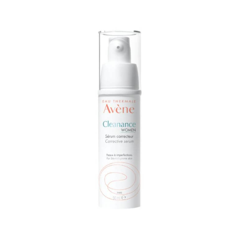 Avène cleansing cream with a white bottle and Avène - Cleanance Women Corrective Serum 30ml.