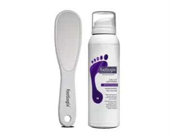 A Footlogix foot scrub and brush set on a white background.