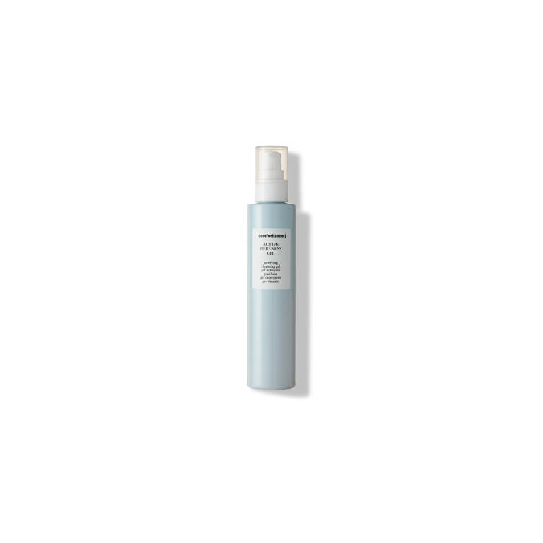 A bottle of Comfort Zone - Active Pureness Gel 200ml with a blue label on a white background.