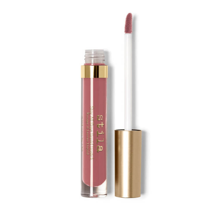 Stila- Stay All Day Liquid Lipstick Portofino with a gold lid and a pink color.