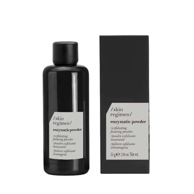 A bottle of aloe vera hydrating cleanser next to a box of Comfort Zone - Skin Regimen Enzymatic Powder 55g.