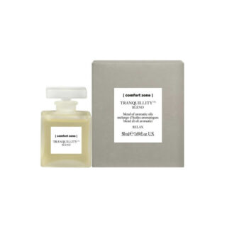 A bottle of Comfort Zone - Tranquillity Blend 50ml cologne with a box next to it.