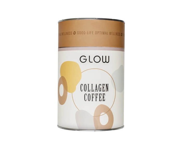 Glow collagen coffee in a tin.