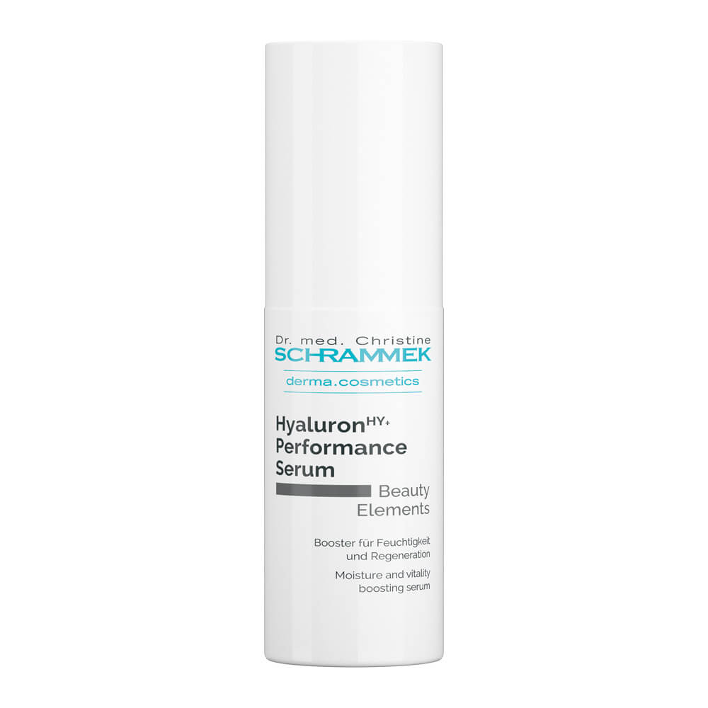 A bottle of hyaluronic performance serum on a white background.