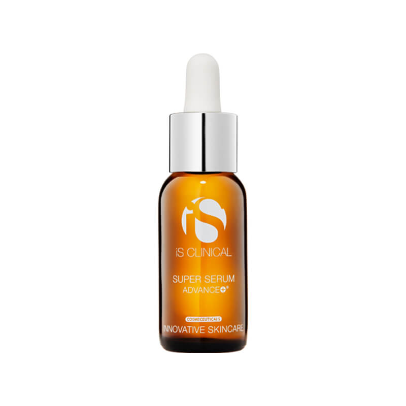 A bottle of vitamin c serum on a white background.