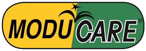 Moducare logo on a green and yellow background.
