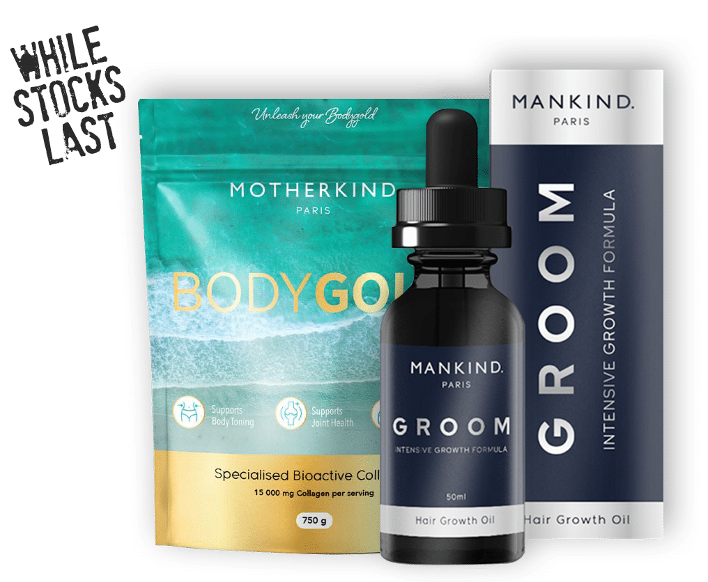 A bottle of bodygoo and a bottle of cbd oil.