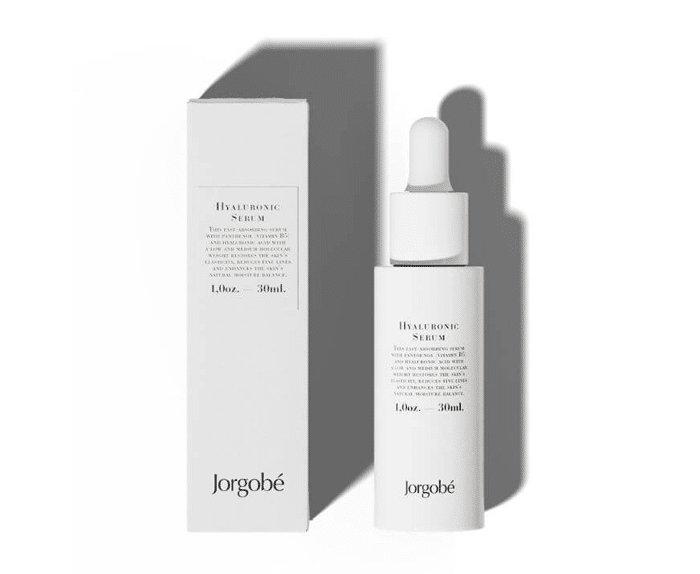 A bottle of jorgie's anti - aging serum on a white background.