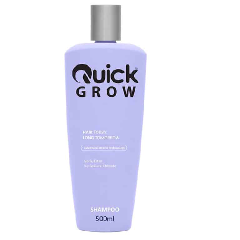 A bottle of quick grow sham on a white background.