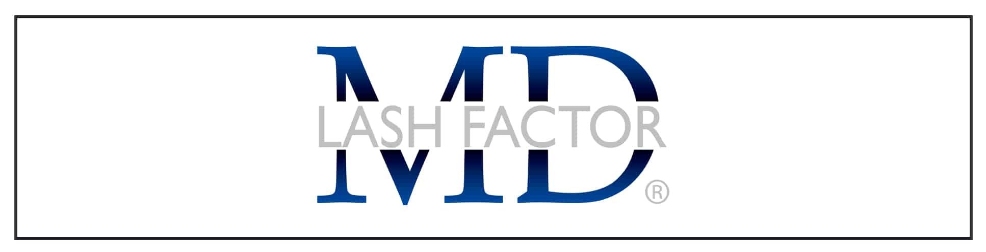 The lash factor logo on a white background.
