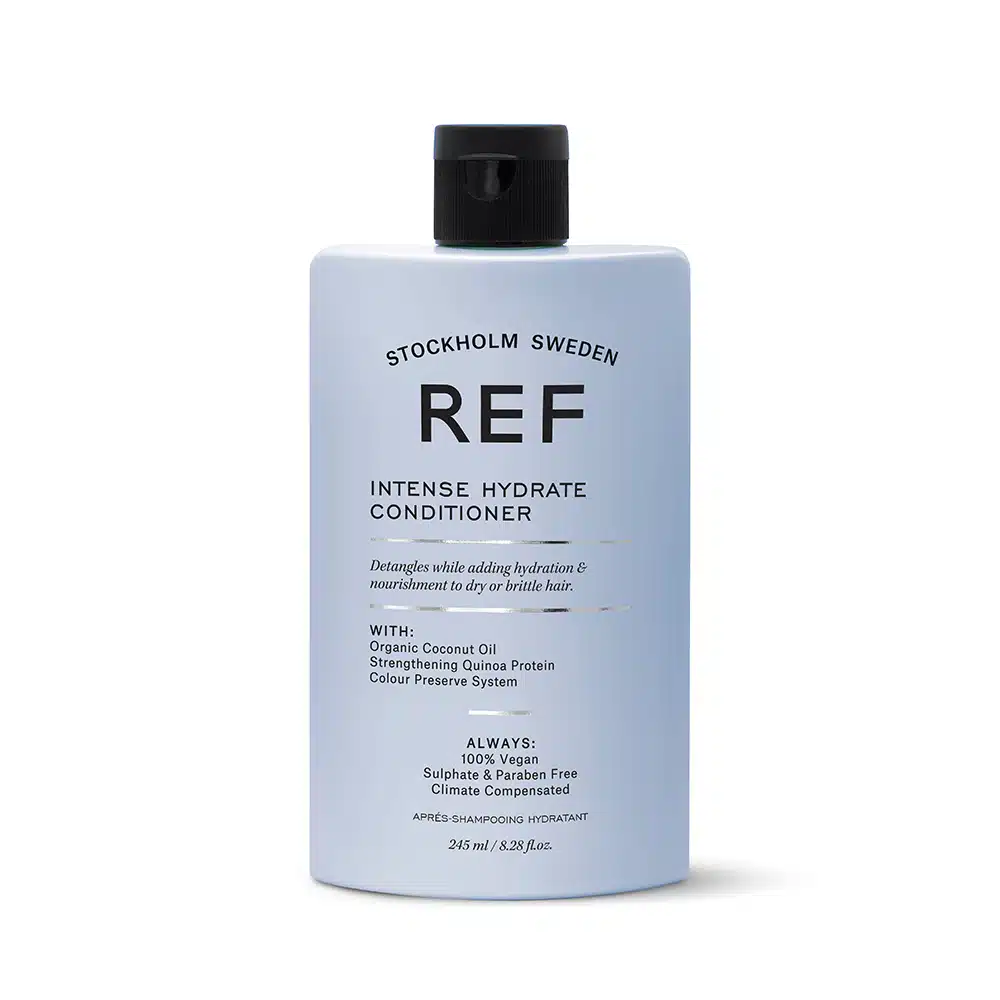 A bottle of ref conditioner on a white background.