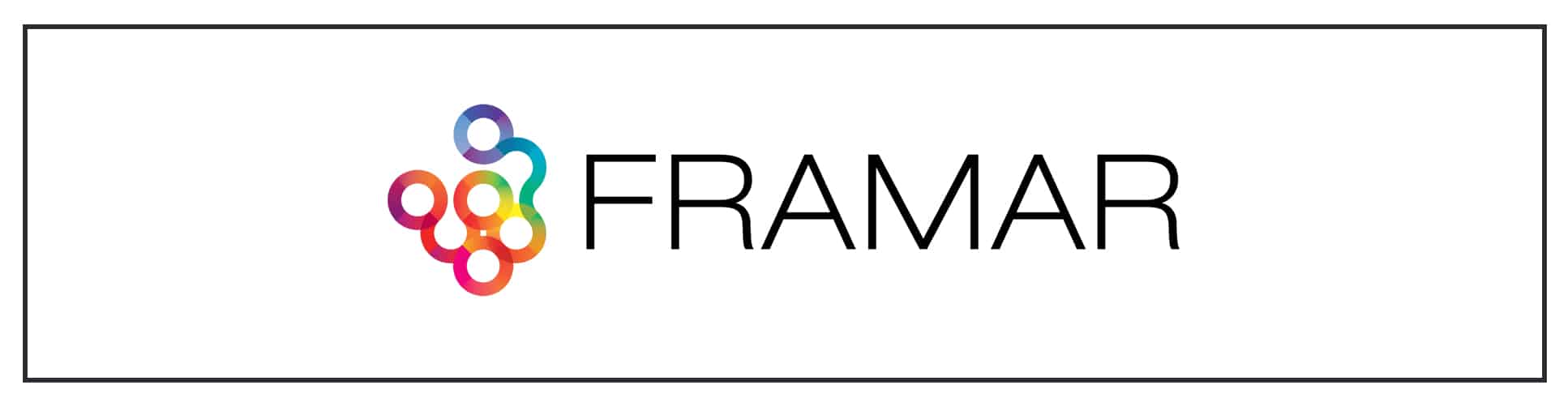 A colorful logo with the word framar.