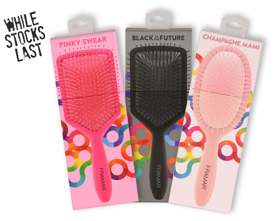 Three different hair brushes in a package.