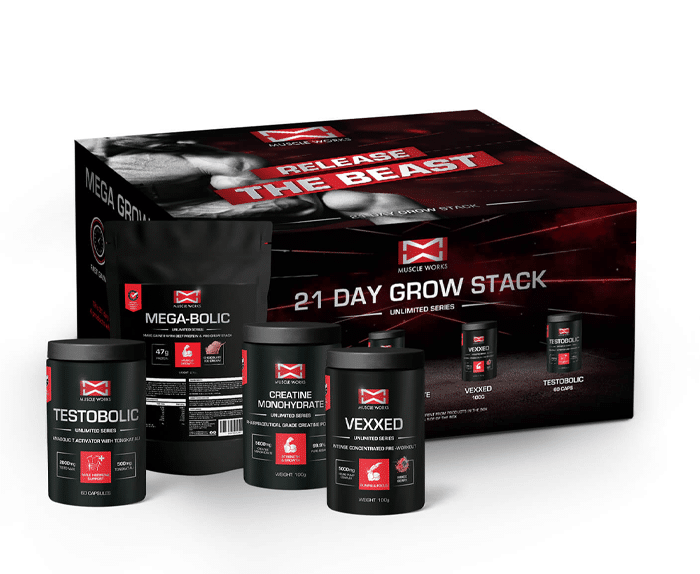 The 21 - day grow stack is shown in a box.