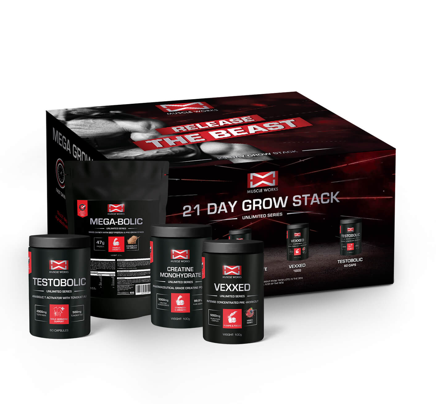 Muscle Works - 21 day Grow Box (4 in 1) Chooclate