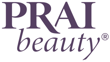 Prai beauty logo on a green background.