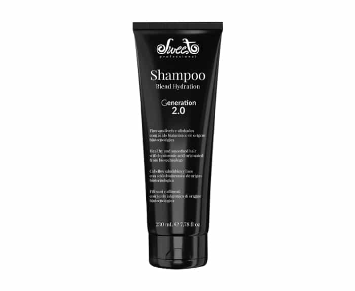 A tube of black shampoo on a white background.