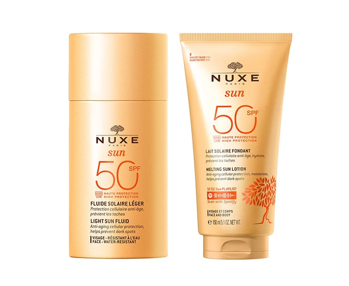 Nuxe spf 50 sun cream and spf 50 sun cream.