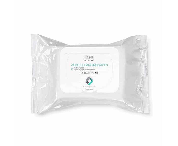 A pack of cleansing wipes on a white background.