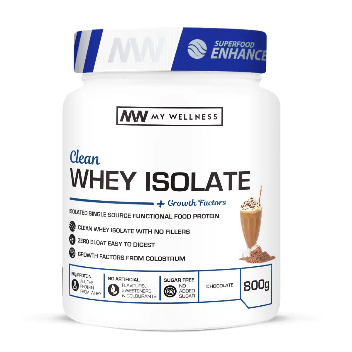 My Wellness - Clean Whey Isolate 800g (with colstrum) - Chocolate