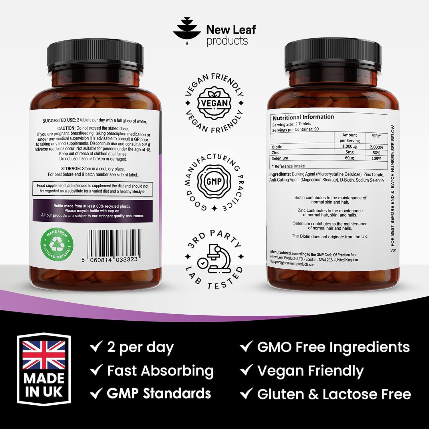 New Leaf Biotin 1000mcg 180 T 2 New Leaf Biotin 1000mcg 180 T