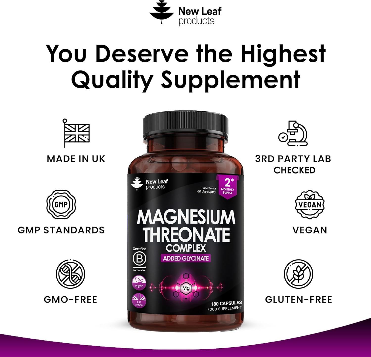 New Leaf Magnesium Threonate 180s 4 New Leaf Magnesium Threonate 180s