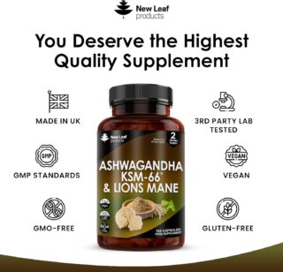 New Leaf Ashwagandha & Lion's Mane 120C