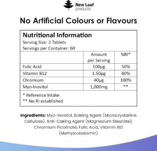 New Leaf Myo Inositol PCOS Supplement 120C