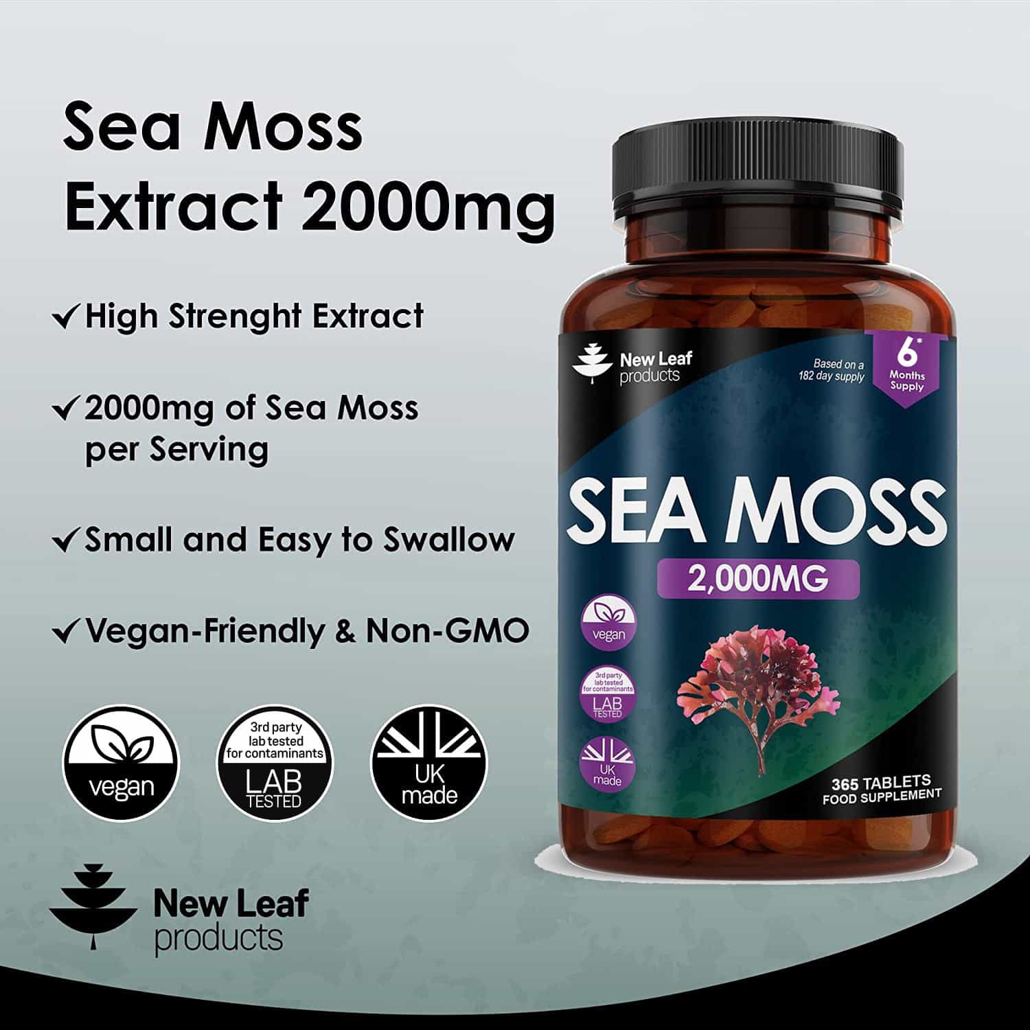 New Leaf Sea Moss Tablets (365 fill) 2 New Leaf Sea Moss Tablets (365 fill)