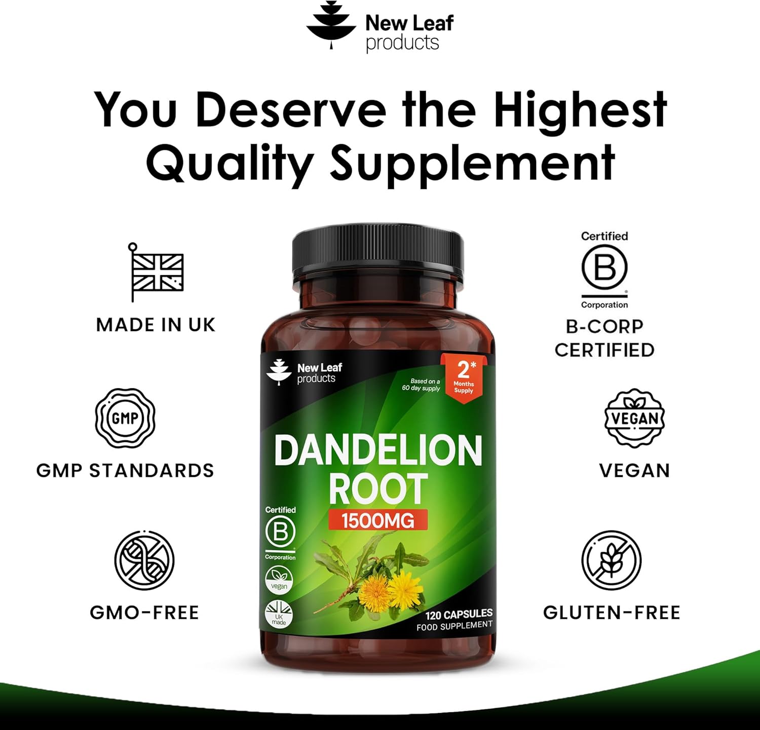 New Leaf Dandelion Capsules 120C | Cosmetology.co.za