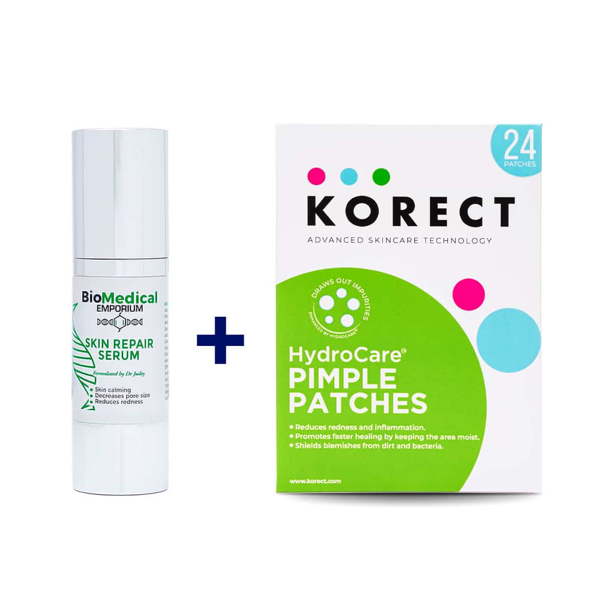 Biomedical Emporium Skin Repair Serum 30ml + KORECT HydroCare® Pimple Patches Bundle 1 Biomedical Emporium Skin Repair Serum 30ml + KORECT HydroCare® Pimple Patches Bundle