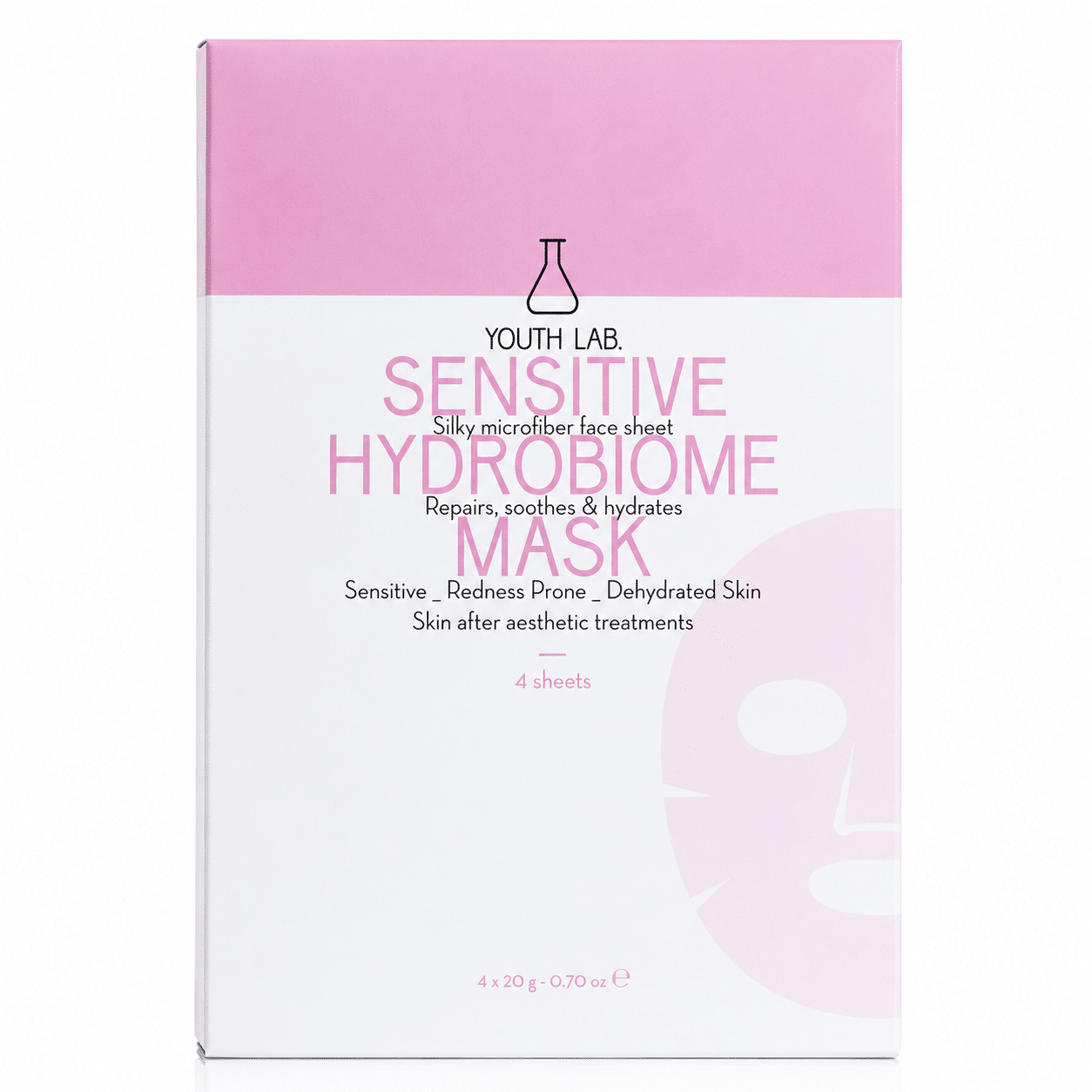 Youth Lab Sensitive Hydrobiome Sheet Masks (Box of 4) 1 Youth Lab Sensitive Hydrobiome Sheet Masks (Box of 4)